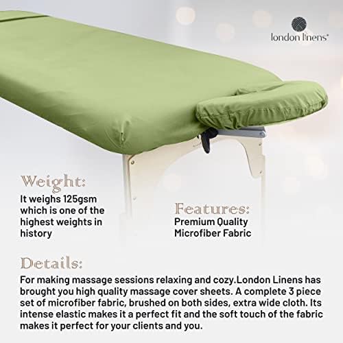 LONDON LINENS Soft Microfiber 3-Piece Massage Table Sheets - Super Lightweight, Stain and Wrinkle Resistant - Includes Table Cover, Fitted Sheet, and Face Rest Cover (Sage Green) - Image 4