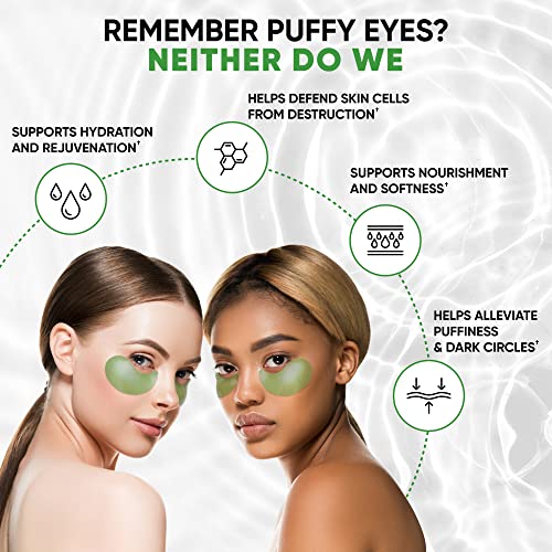 Under Eye Patches for Puffy Eyes, Dark Circles, Undereye Bags - Green Tea Skincare Treatment Mask for Wrinkles, Puffiness Reducer - Hyaluronic Acid, Collagen,Caffeine - Gifts for Women & Men - 60 Pads - Image 2