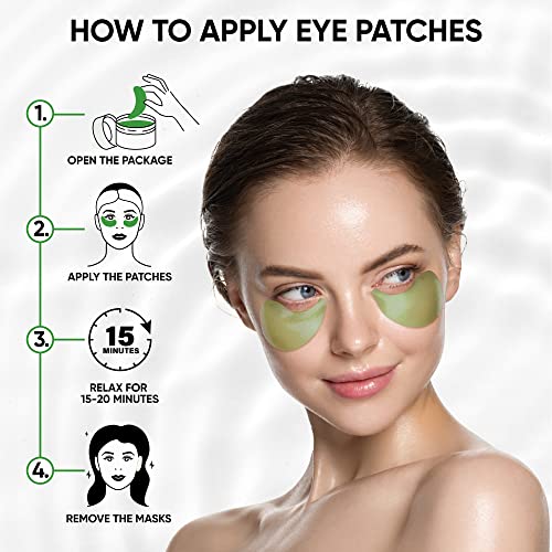 Under Eye Patches for Puffy Eyes, Dark Circles, Undereye Bags - Green Tea Skincare Treatment Mask for Wrinkles, Puffiness Reducer - Hyaluronic Acid, Collagen,Caffeine - Gifts for Women & Men - 60 Pads - Image 7