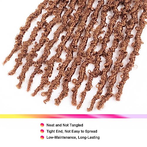 GUOHUI Super Light Butterfly Locs Crochet Hair 12 Inch 6 Packs Pre-Looped Soft Distressed Faux Locs Braids for Women Kids (12 Inch,30#) - Image 5
