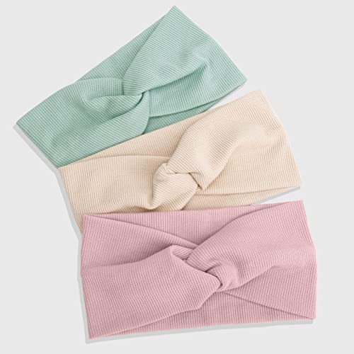 Huachi Turban Headbands for Women's Hair Wide Head Wraps Knotted Elastic Teen Girls Yoga Workout Solid Color Hair Accessories, 6 Pack - Image 2