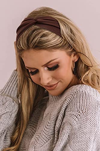 Huachi Turban Headbands for Women's Hair Wide Head Wraps Knotted Elastic Teen Girls Yoga Workout Solid Color Hair Accessories, 6 Pack - Image 5