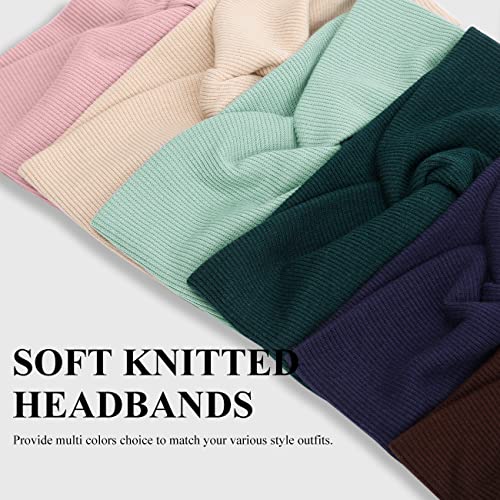 Huachi Turban Headbands for Women's Hair Wide Head Wraps Knotted Elastic Teen Girls Yoga Workout Solid Color Hair Accessories, 6 Pack - Image 7