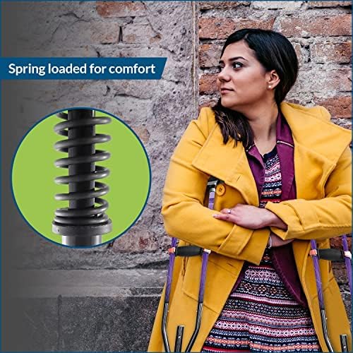 York Nordic - Spring Cushion Crutches Perfect for Sports Injuries and Travel - Heights 4'7" to 6'6" - Adjust Down to 22" for Travel - Image 2