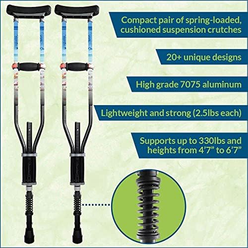 York Nordic - Spring Cushion Crutches Perfect for Sports Injuries and Travel - Heights 4'7" to 6'6" - Adjust Down to 22" for Travel - Image 3