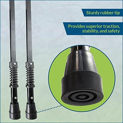 York Nordic - Spring Cushion Crutches Perfect for Sports Injuries and Travel - Heights 4'7" to 6'6" - Adjust Down to 22" for Travel - Image 4