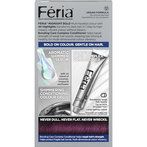 L’Oréal Paris Feria Midnight Bold Multi-Faceted Permanent Hair Dye, One-Step Hair Color Kit for Dark Hair, No Bleach Required, Orchid Glow - Image 3