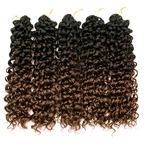 GoGo Curl Crochet hair 18inch Water Wave Crochet hair Ombre Synthetic Bohemian Crochet Braid Deep Wave Braiding hair Extensions (5Packs,1B/4/30) - Image 2