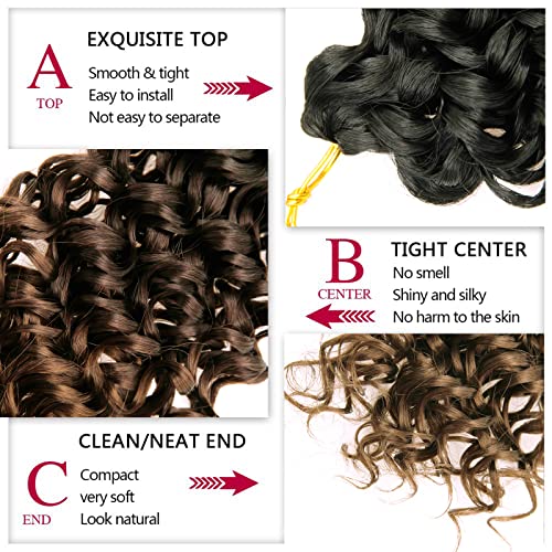 GoGo Curl Crochet hair 18inch Water Wave Crochet hair Ombre Synthetic Bohemian Crochet Braid Deep Wave Braiding hair Extensions (5Packs,1B/4/30) - Image 4