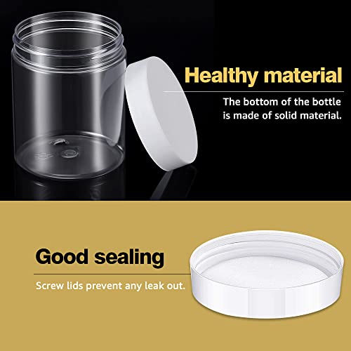 AMORIX 8oz Slime Containers with Lids 8 oz Plastic Containers Jars with White Lids + 20g Sample Containers (Set of 24) Airtight Container for Lip Scrub, Body Butters, Cream, Slime, Craft Storage - Image 3