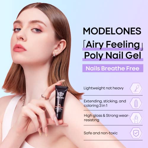 Modelones 12 Colors Poly Nail Extension Gel Kit Pink Black White Red Glitter Poly Nail Gel All Seasons Classic Colors Builder Nail Gel Set Holiday Manicure DIY Design Salon at Home Beauty Gifts - Image 4