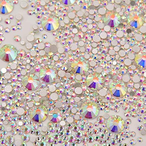 8000pcs Non Hotfix Rhinestones 10 Sizes Flatback Crystal Glass Rhinestones with Tweezers and Picking Pen for Nail Art Clothes Bags Phone Decorations Crafts DIY (001ab Crystal AB Mix SS3-SS30) - Image 3