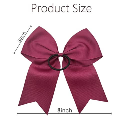 Hipcheer 20pcs 8" Large Maroon Cheer Bows for Girls, Hand-made Grosgrain Ribbon Hair Accessories for Teen Girls Softball Cheerleader Sports (Maroon 2) - Image 3