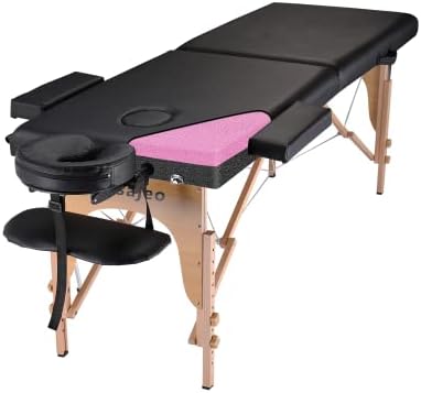 Professional Massage Table Portable Massage Bed for Spa Salon Tattoo Esthetician Lash Reiki, Adjustable Height 84" Long & 500 LBS Load Capacity, Black (2-Section)