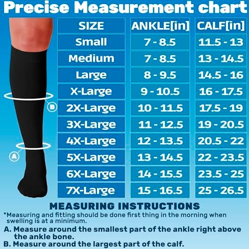 ABSOLUTE SUPPORT (3 Pairs) Wide Calf Graduated Support Opaque Compression Knee High Socks for Women and Men 20-30mmHg | For Embolism, Arthritis, Post Surgery, Swelling - Black, 5X-Large - A501BL8-3 - Image 2