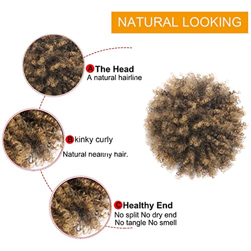Afro Puff kinky curly Drawstring Ponytail Extension for Black Women Synthetic Short Afro Kinkys Curly Afro Bun Extension Hairpieces Updo Hair Extensions with Two Clips(T27#) - Image 5