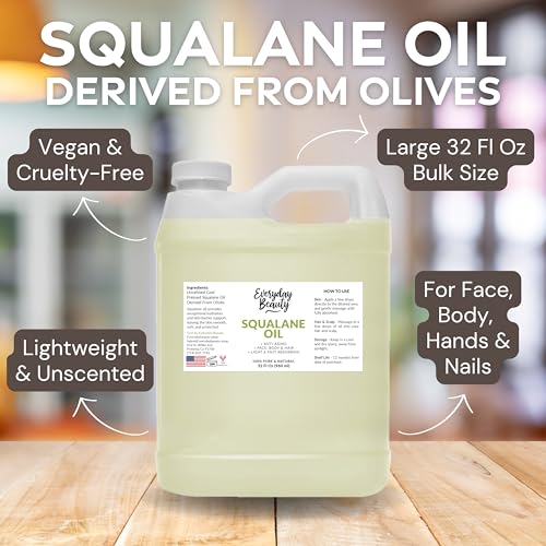 Squalane Oil Bulk- 32 oz 100% Pure & Natural Plant Derived Facial Oil - Cold Pressed and Unrefined Premium Grade Multipurpose Moisturizing Oil For Skin and Hair - Image 2