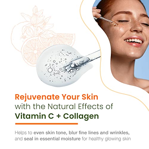 Vitamin C Serum With Collagen - Dermatologist Tested, Skin Brightening, Anti-Aging, Acne Treatment, Fades Dark Spots, Cruelty Free Korean Skin Care For All Skin Types - 1.69 oz - Image 2