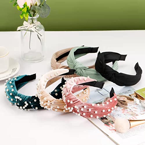 LOVNFC Womens Headbands, 6Pcs Knotted Head Bands No Slip Fashion for Girls Wide Top Knot Turban Velvet Hair Hoops - Image 5
