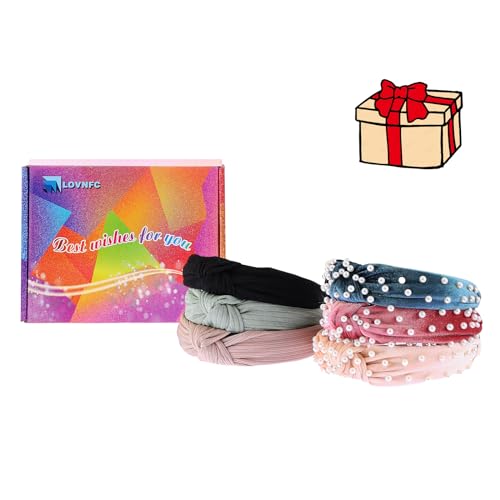 LOVNFC Womens Headbands, 6Pcs Knotted Head Bands No Slip Fashion for Girls Wide Top Knot Turban Velvet Hair Hoops - Image 6