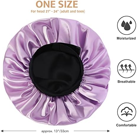 HAT HUT Satin Bonnet Silk Bonnet Sleep Cap for Women Hair Bonnet for Curly Hair Sleeping Adjustable Wide Band Double Layer - Image 4