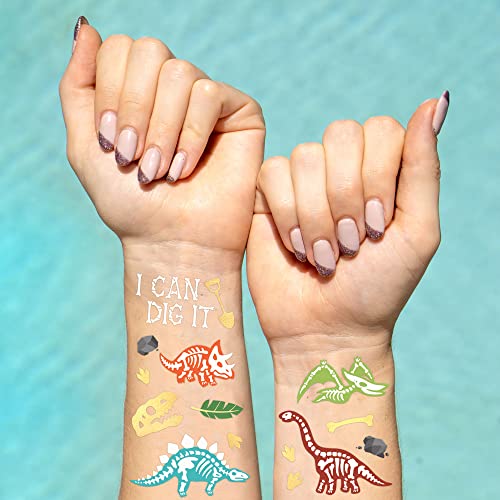 xo, Fetti Dinosaur Tattoos for Kids - 36 styles | Dino Fossil Birthday Party Supplies, T-Rex Party Favors, Stegosaurus Decorations, Easter Basket, Arts and Crafts, Activity - Image 3