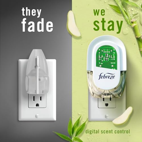 Febreze Plug In Air Freshener, Odor-Fighting Scented Oil Starter Kit, Air Fresheners for Home and Bathroom and Kitchen, Long Lasting for Strong Odors, Bamboo Scent, Warmer + 4 Refill - Image 5