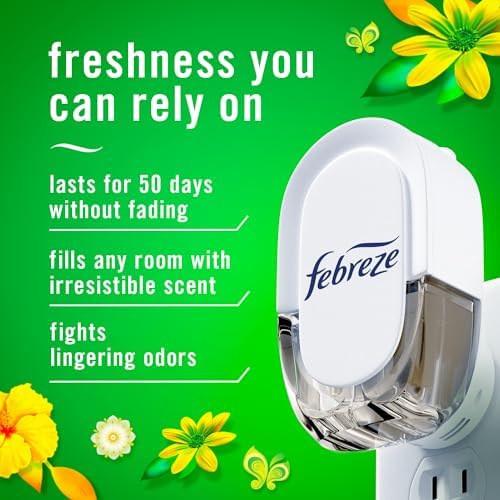 Febreze Plug In Air Freshener, Odor-Fighting Scented Oil Starter Kit, Air Fresheners for Home and Bathroom and Kitchen, Long Lasting for Strong Odors, Gain Original Scent, Warmer + 4 Refill - Image 2