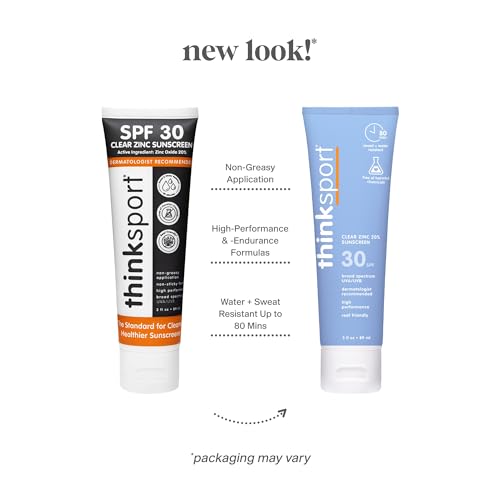 Thinksport Mineral Sunscreen, SPF 30 Clear Zinc Oxide Sunscreen, 3 Fl Oz, Water Resistant, Reef Safe, Broad Spectrum UVA/UVB Sun Screen - Image 3