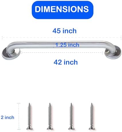42' Knurled Grip Stainless Steel Grab Bars for Seniors, Handicap & Elderly - Holds Up to 400lbs, Suitable for Bathtubs & Showers - Image 4