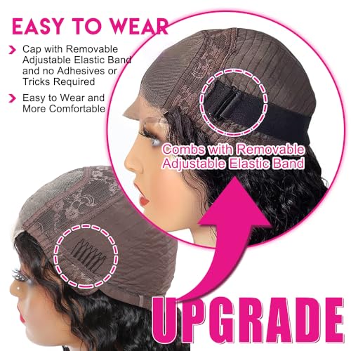 FIRIEYA Deep Wave Lace Front Wigs Human Hair Wigs for Black Women 180% Density 4X4 HD Transparent Lace Closure Human Hair Wigs for Black Women Glueless with Baby Hair Natural Color(24 Inch) - Image 3