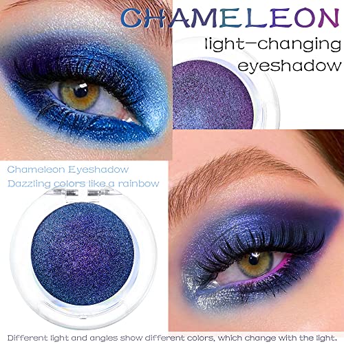 evpct 2Pcs Dark Royal blue Blue purple Duochrome MultiChrome Chameleon Rainbow Chrome Shimmer Eyeshadow Palette Set Loose High Pigment Metallic Holographic Eyeshadow Makeup Pallet, 2g, (02&04) - Image 2