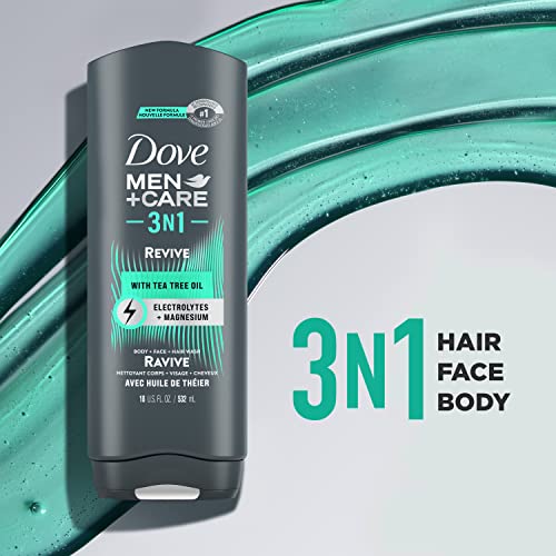 DOVE MEN + CARE Post-Workout Body Wash 3N1 Revive 4 Count For Men With Tea Tree Oil, 18 oz - Image 4