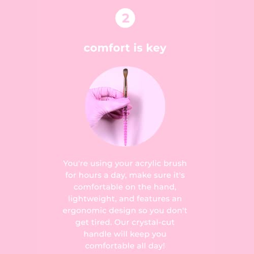 Kiara Sky Pink Crystal Acrylic Nail Brush - Professional Nail Cleaner Tool - Nail Kolinsky Brush for Women - 100% Kolinksy Hand Crafted Nail Tools - Long Lasting Nail Cleaning Brush, (18) - Image 5