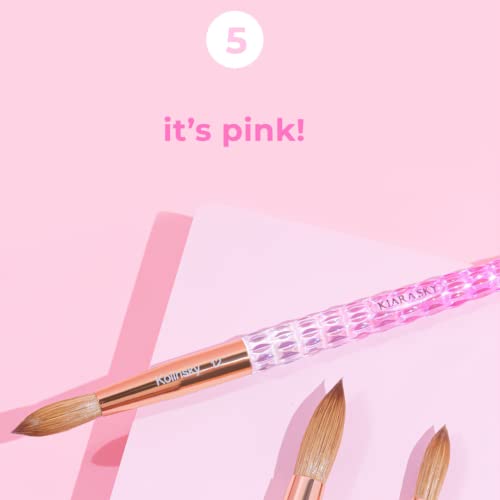 Kiara Sky Pink Crystal Acrylic Nail Brush - Professional Nail Cleaner Tool - Nail Kolinsky Brush for Women - 100% Kolinksy Hand Crafted Nail Tools - Long Lasting Nail Cleaning Brush, (18) - Image 8