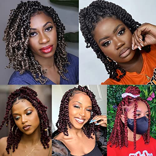 Leeven 8 Packs 10 Inch Ombre Ginger Passion Twist Hair for Women Copper Red Bomb Pre Twisted Water Wave Crochet Braids Hair Pre Looped Curly Bohemian Synthetic Braiding Hair Extensions 12 Strands/Pack - Image 6