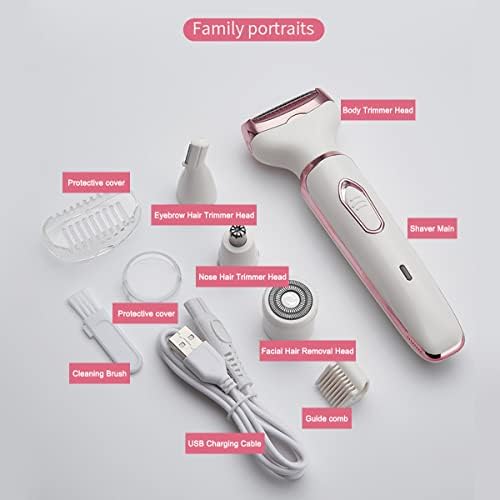 Electric Razor for Women,Hair Trimmer for Face Nose Eyebrow Beard Mustache Arm Leg Armpit Bikini,Painless Rechargeable Portable 4 in 1 Womens Body Shavers Set - Image 6