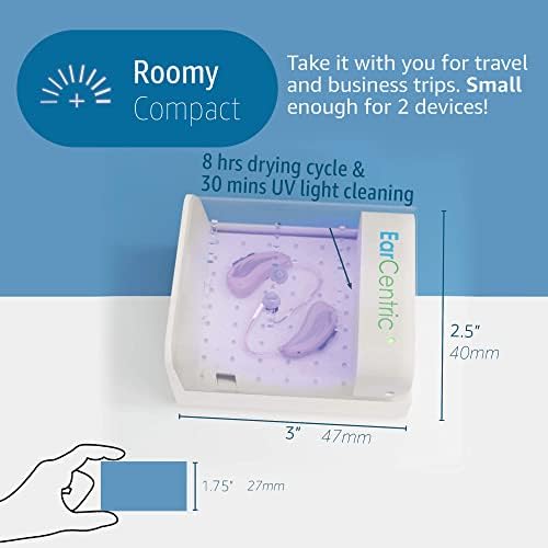 EarCentric RapidDry-UV Hearing Aid Dryer, Dehumidifier Accessory | UV-C Ultraviolet Light Box Kit | Removes Sweat & Moisture from Hearing Aids, Airpods, Wireless Earbuds, Ear Amplifiers - Image 5
