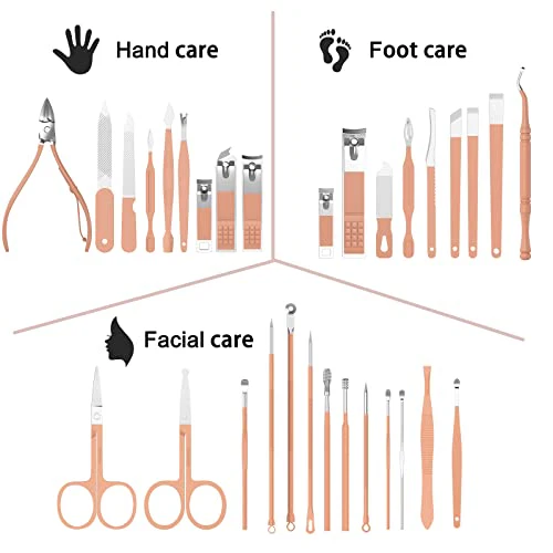 Manicure Set Personal Care, Nail Clipper Kit, Professional Nail Clipper Pedicure Set, Nail Tools with Luxurious Travel Case, Gifts for Men Women Family Friend, 31 Pieces (Pink) - Image 2