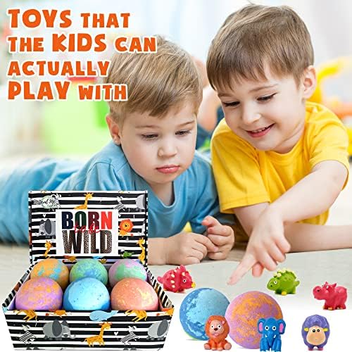 Bath Bombs for Kids with Toys Inside - Organic Bubble Bath Fizzies with Jungle Animal Toys. Gentle and Kids Friendly Spa Bath Balls, Bath Fizz Balls - Valentines Day Gift for Toddlers, Boys, Girls - Image 3