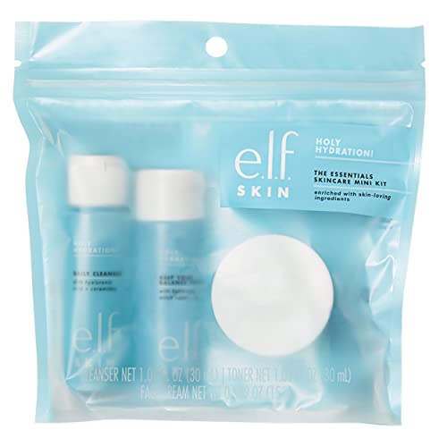 e.l.f. Skin Holy Hydration! The Essentials Mini Kit, Cleanser, Toner & Moisturizer for Hydrated & Balanced Skin, TSA-Friendly Sizes - Image 4