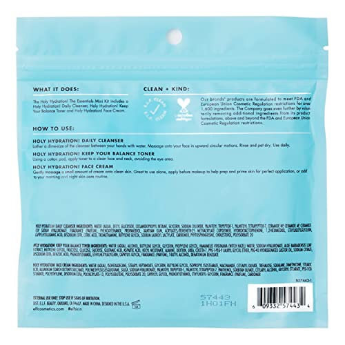 e.l.f. Skin Holy Hydration! The Essentials Mini Kit, Cleanser, Toner & Moisturizer for Hydrated & Balanced Skin, TSA-Friendly Sizes - Image 5