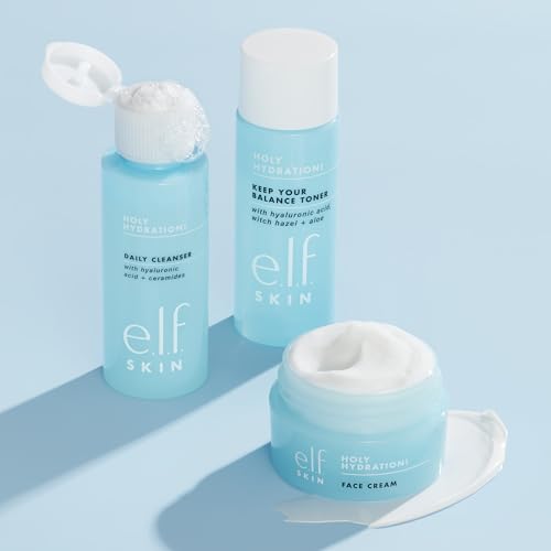 e.l.f. Skin Holy Hydration! The Essentials Mini Kit, Cleanser, Toner & Moisturizer for Hydrated & Balanced Skin, TSA-Friendly Sizes - Image 6
