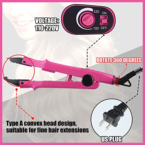 Hair Extensions Iron Fusion Keratin Heat Tool Heat Connector Wand with Fusion Glue Protector Template Hair Clip Finger Protector 2 Bag Keratin Glue Granule Bead(Pink) - Image 3