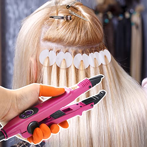 Hair Extensions Iron Fusion Keratin Heat Tool Heat Connector Wand with Fusion Glue Protector Template Hair Clip Finger Protector 2 Bag Keratin Glue Granule Bead(Pink) - Image 4