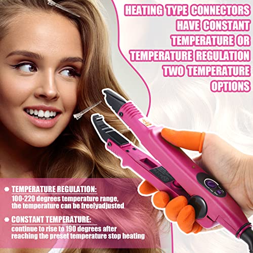 Hair Extensions Iron Fusion Keratin Heat Tool Heat Connector Wand with Fusion Glue Protector Template Hair Clip Finger Protector 2 Bag Keratin Glue Granule Bead(Pink) - Image 5
