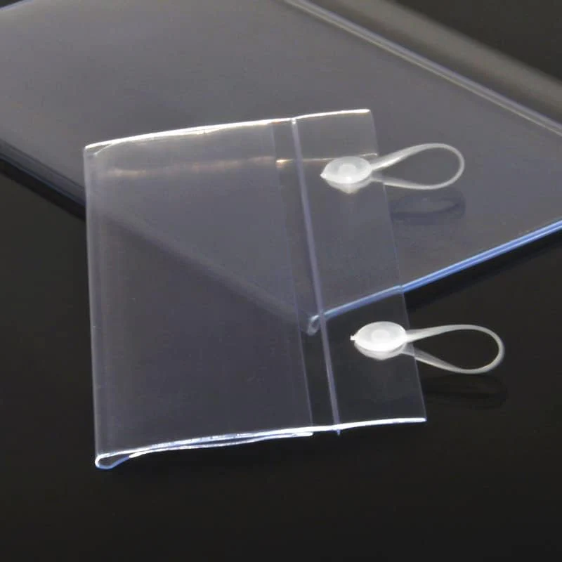 Elsjoy 100 Pack Plastic Wire Shelf Label Holders, 4" x 2.3" Clear Price Tag Holder Sign & Ticket Holder with Double Snap Lock Closure, Reusable Basket Label Holders for Market, Retail Shop, Pantry - Image 8