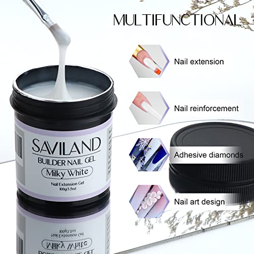 SAVILAND LED & U V Builder Nail Gel - 3.53 oz White Nail Extension for Professional Salon Gel Builder for Nails Hard Gel for DIY Nail Art Supplies Manicure Set, Gift for Women Ladies Girls - Image 2