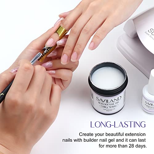 SAVILAND LED & U V Builder Nail Gel - 3.53 oz White Nail Extension for Professional Salon Gel Builder for Nails Hard Gel for DIY Nail Art Supplies Manicure Set, Gift for Women Ladies Girls - Image 4