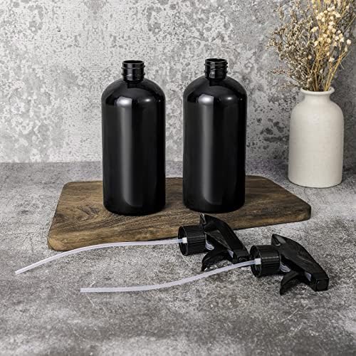 UUJOLY 17 oz Plastic Spray Bottle Trigger Empty Spray Bottles Clear Refillable Container for Water, Essential Oils, Hair, Cleaning Products, Adjustable Head Sprayer and Stream, Black, 2 Pack - Image 2
